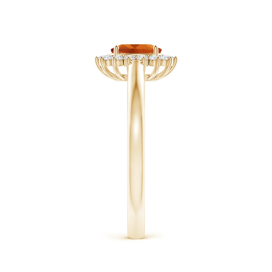 6x4mm AAAA Princess Diana Inspired Citrine Ring with Diamond Halo in Yellow Gold side-2