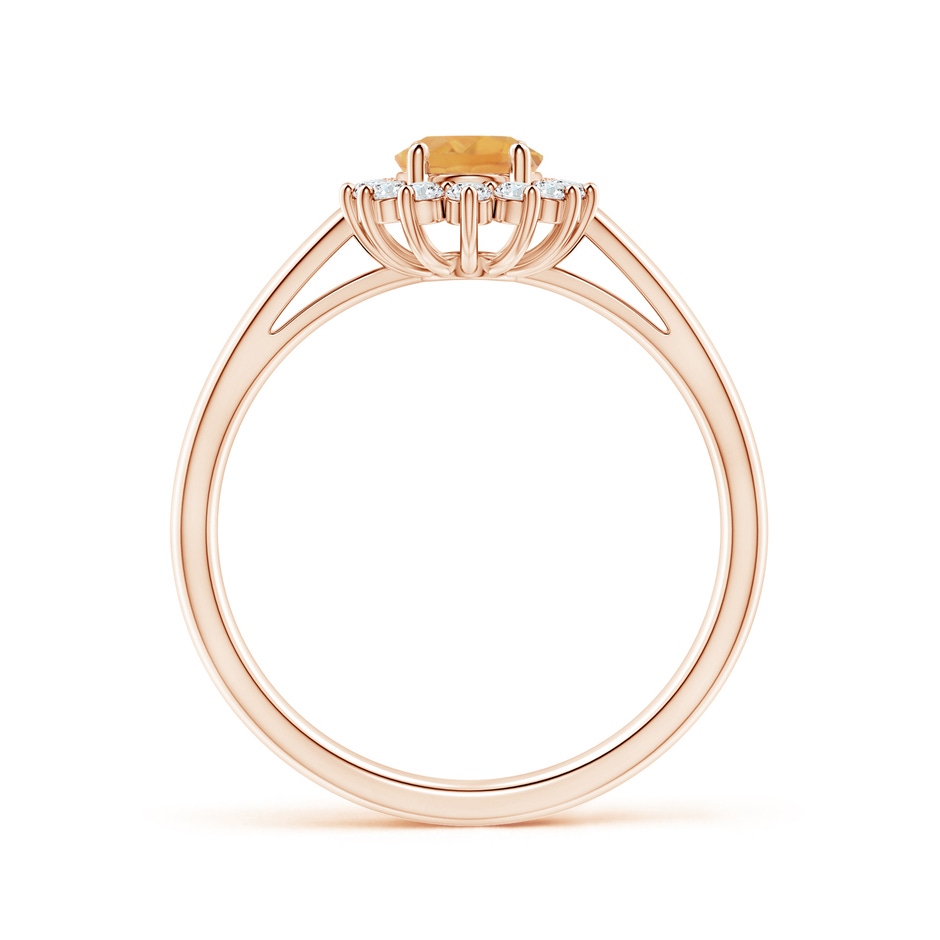 7x5mm A Princess Diana Inspired Citrine Ring with Diamond Halo in Rose Gold side-1