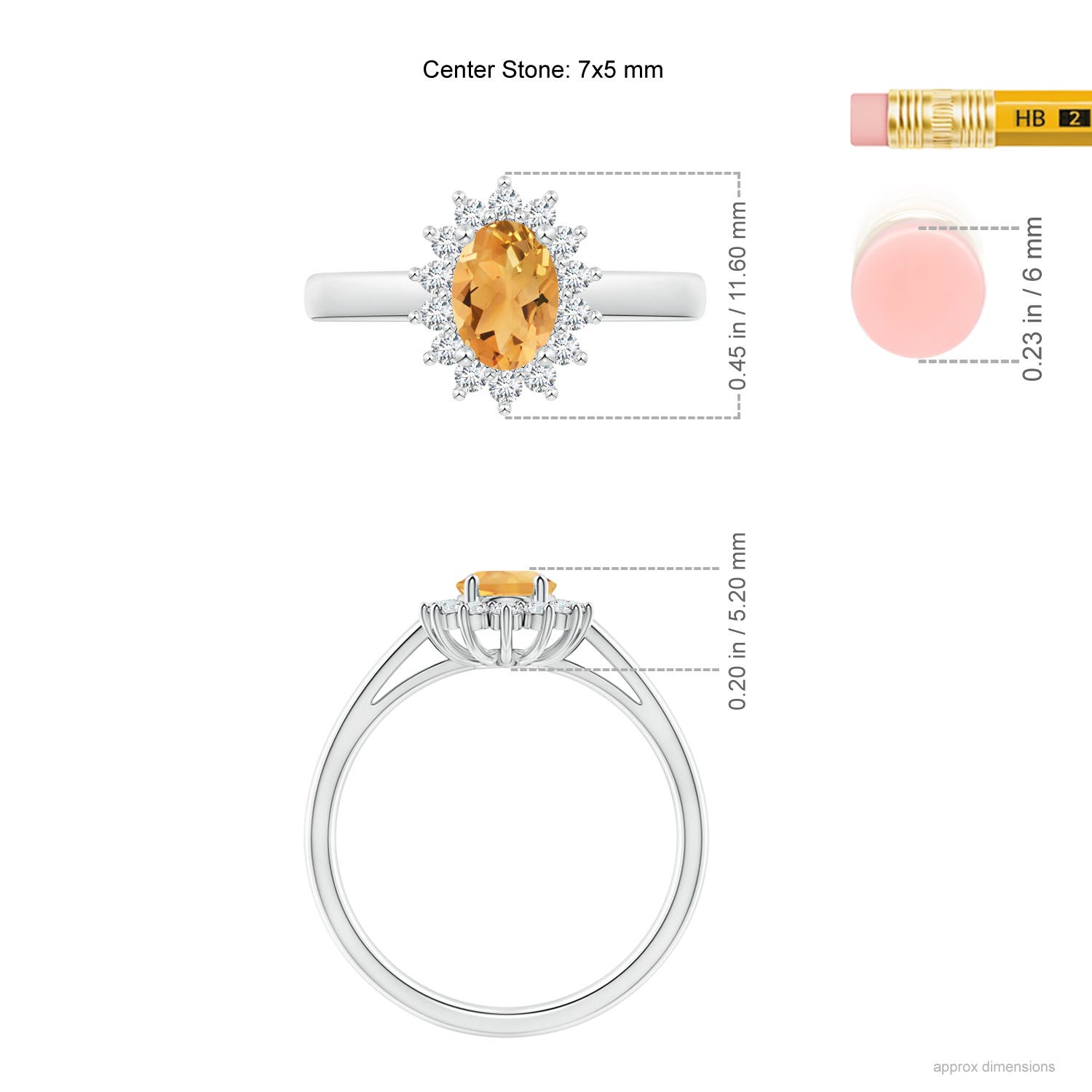 A - Citrine / 1 CT / 14 KT White Gold