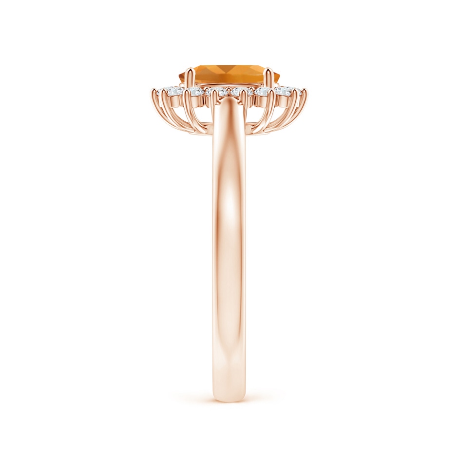 7x5mm AA Princess Diana Inspired Citrine Ring with Diamond Halo in Rose Gold side-2