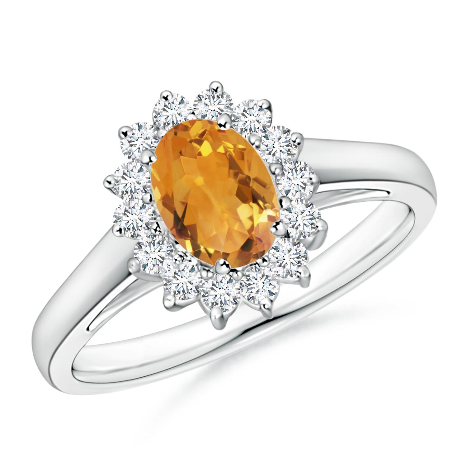 AA - Citrine / 1 CT / 14 KT White Gold