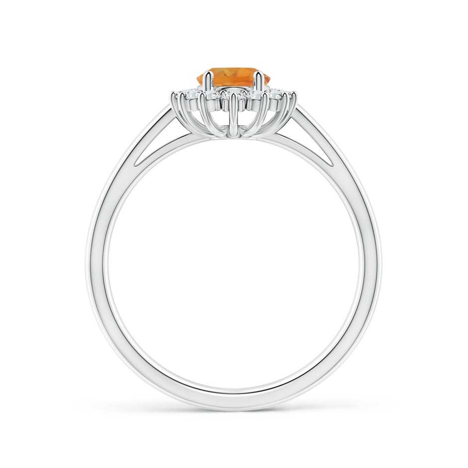 7x5mm AA Princess Diana Inspired Citrine Ring with Diamond Halo in White Gold side-1