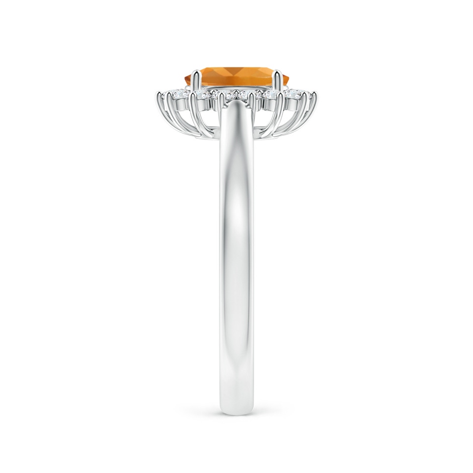 7x5mm AA Princess Diana Inspired Citrine Ring with Diamond Halo in White Gold side-2