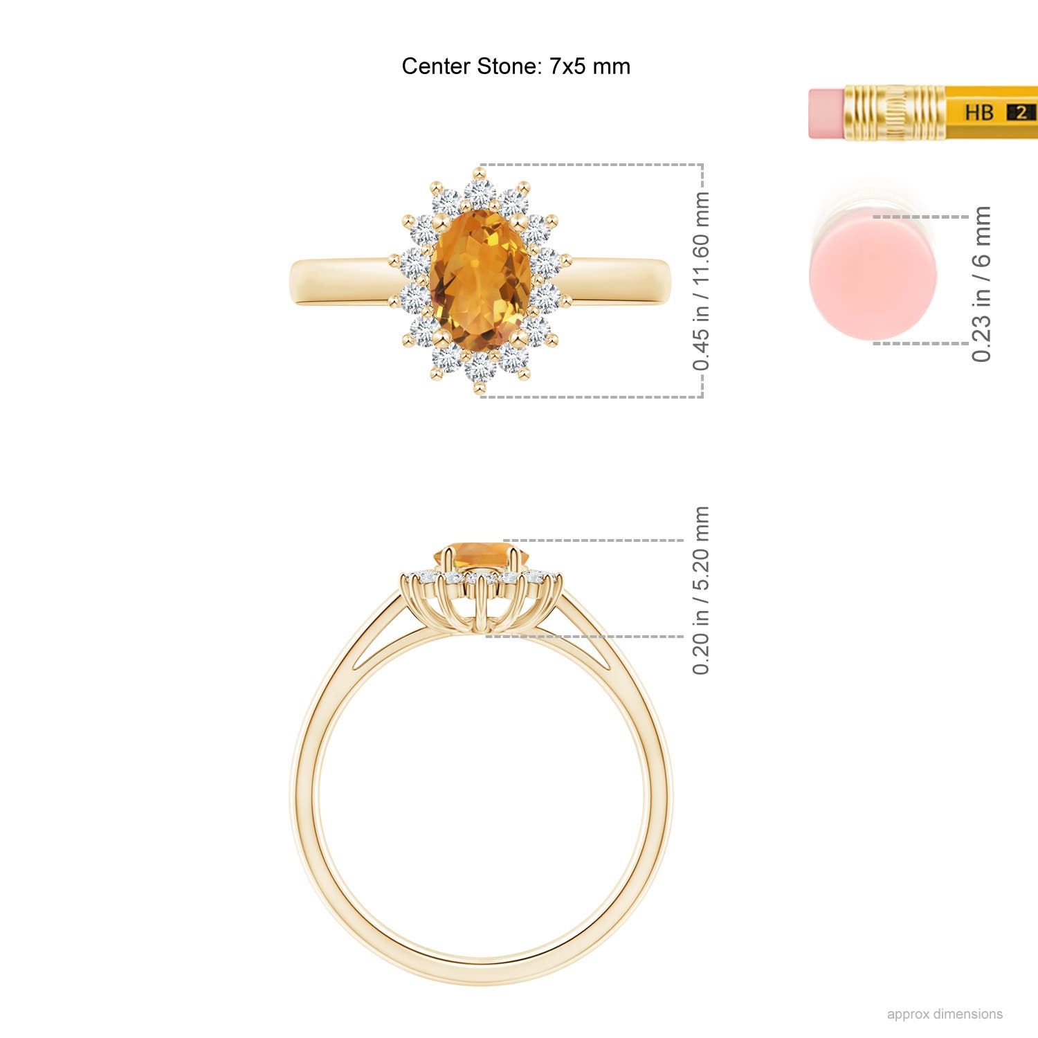 AA - Citrine / 1 CT / 14 KT Yellow Gold