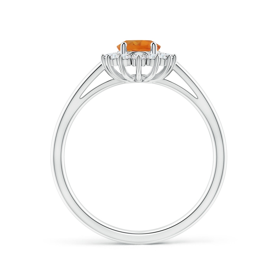 7x5mm AAA Princess Diana Inspired Citrine Ring with Diamond Halo in P950 Platinum side-1