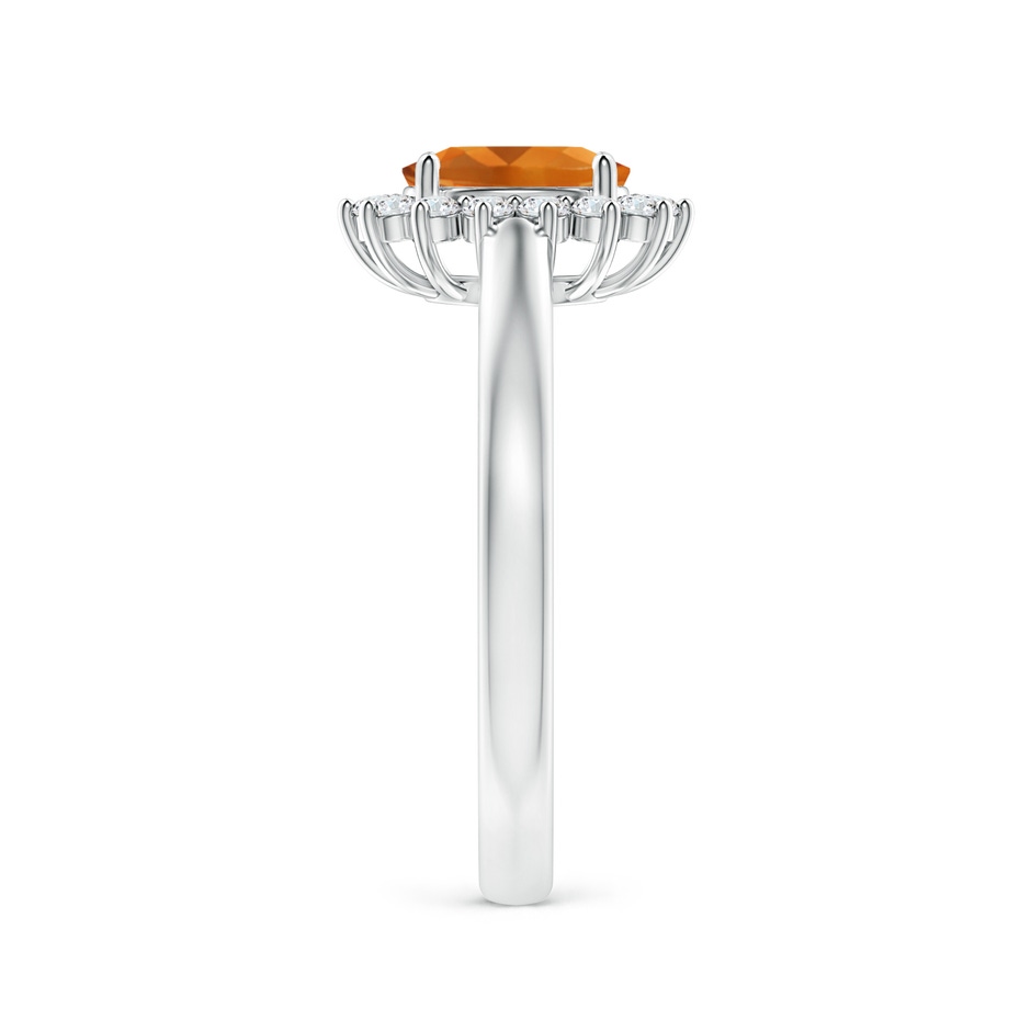 7x5mm AAA Princess Diana Inspired Citrine Ring with Diamond Halo in P950 Platinum side-2