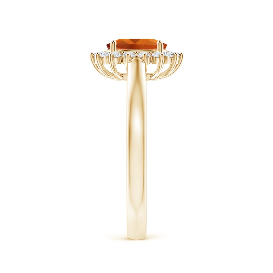 7x5mm AAAA Princess Diana Inspired Citrine Ring with Diamond Halo in Yellow Gold side-2