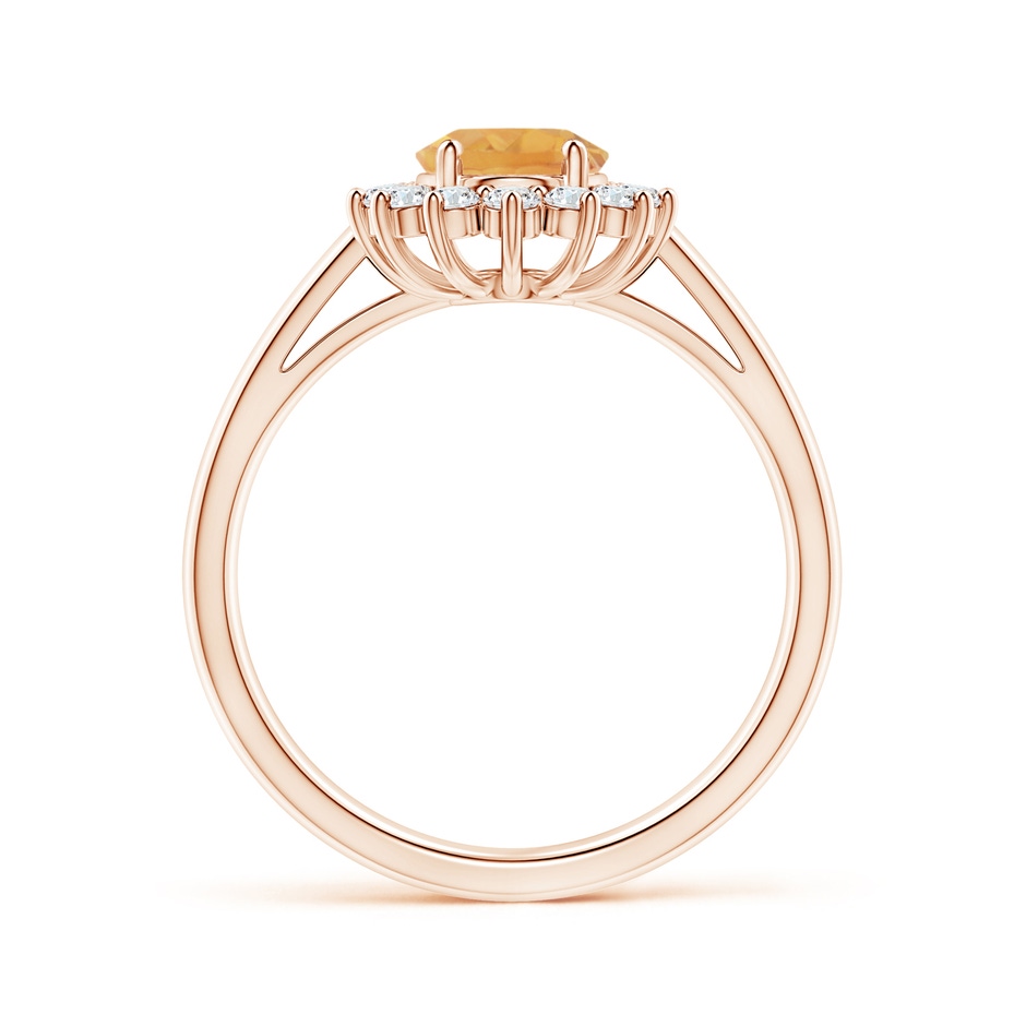 8x6mm A Princess Diana Inspired Citrine Ring with Diamond Halo in Rose Gold side-1