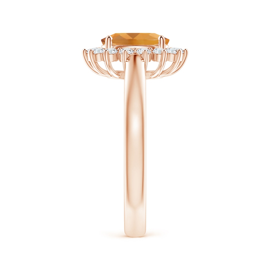 8x6mm A Princess Diana Inspired Citrine Ring with Diamond Halo in Rose Gold side-2