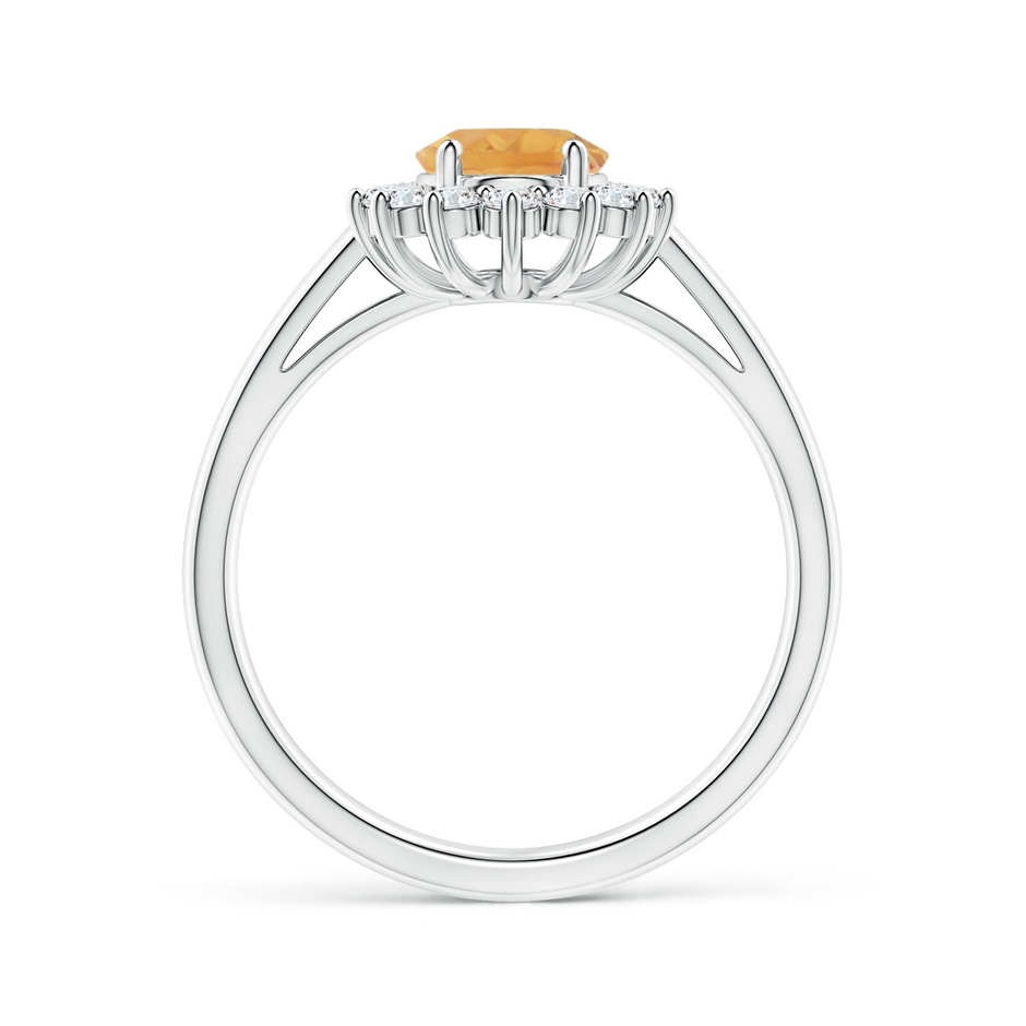 8x6mm A Princess Diana Inspired Citrine Ring with Diamond Halo in White Gold side-1