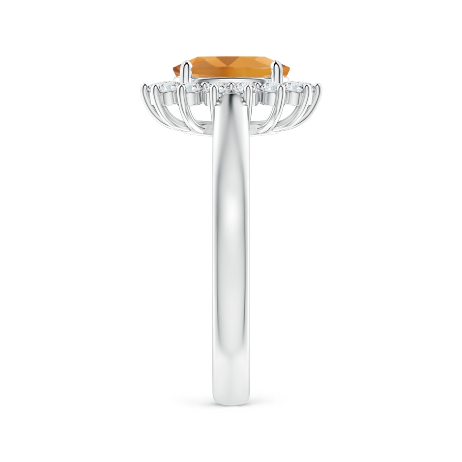8x6mm A Princess Diana Inspired Citrine Ring with Diamond Halo in White Gold side-2