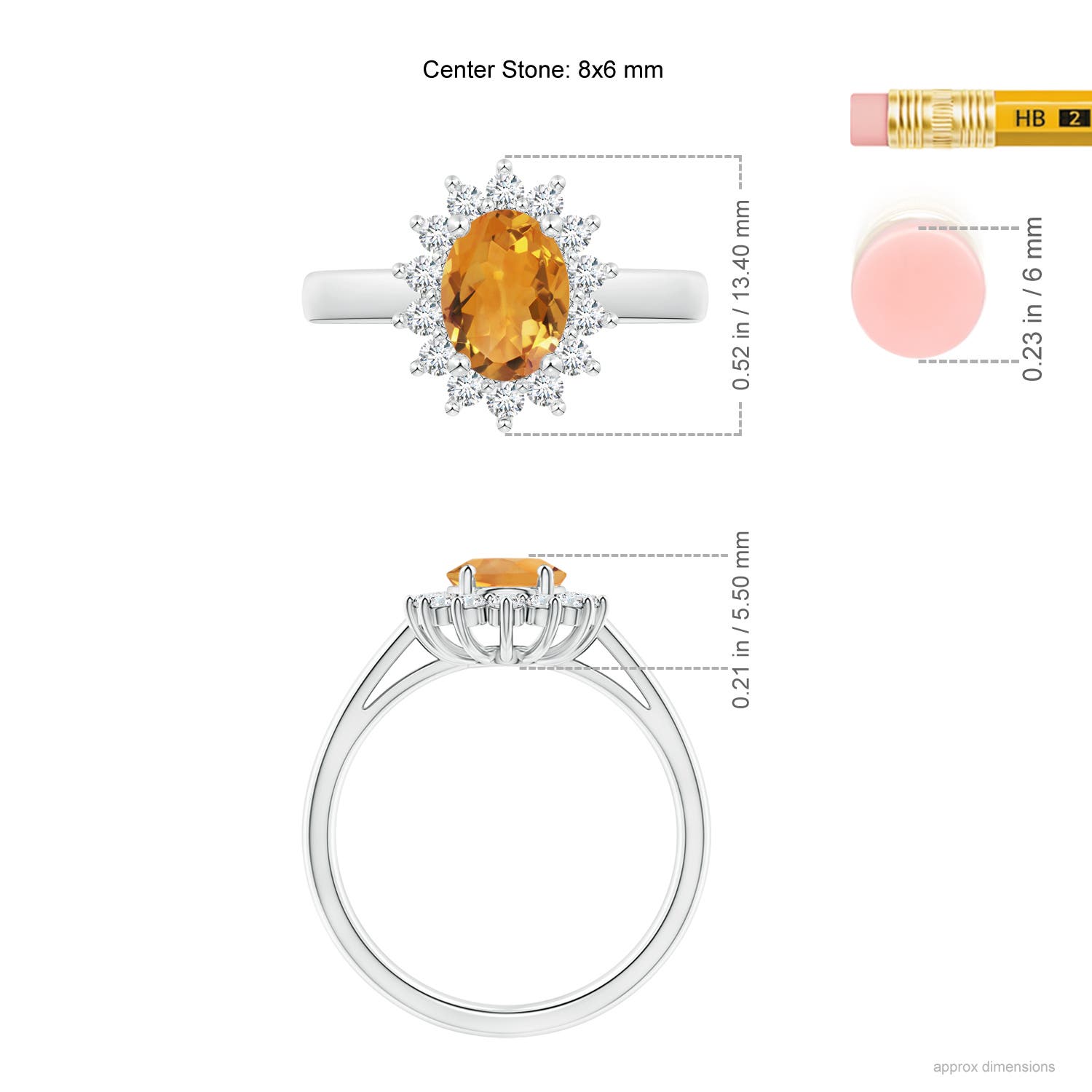 AA - Citrine / 1.45 CT / 14 KT White Gold