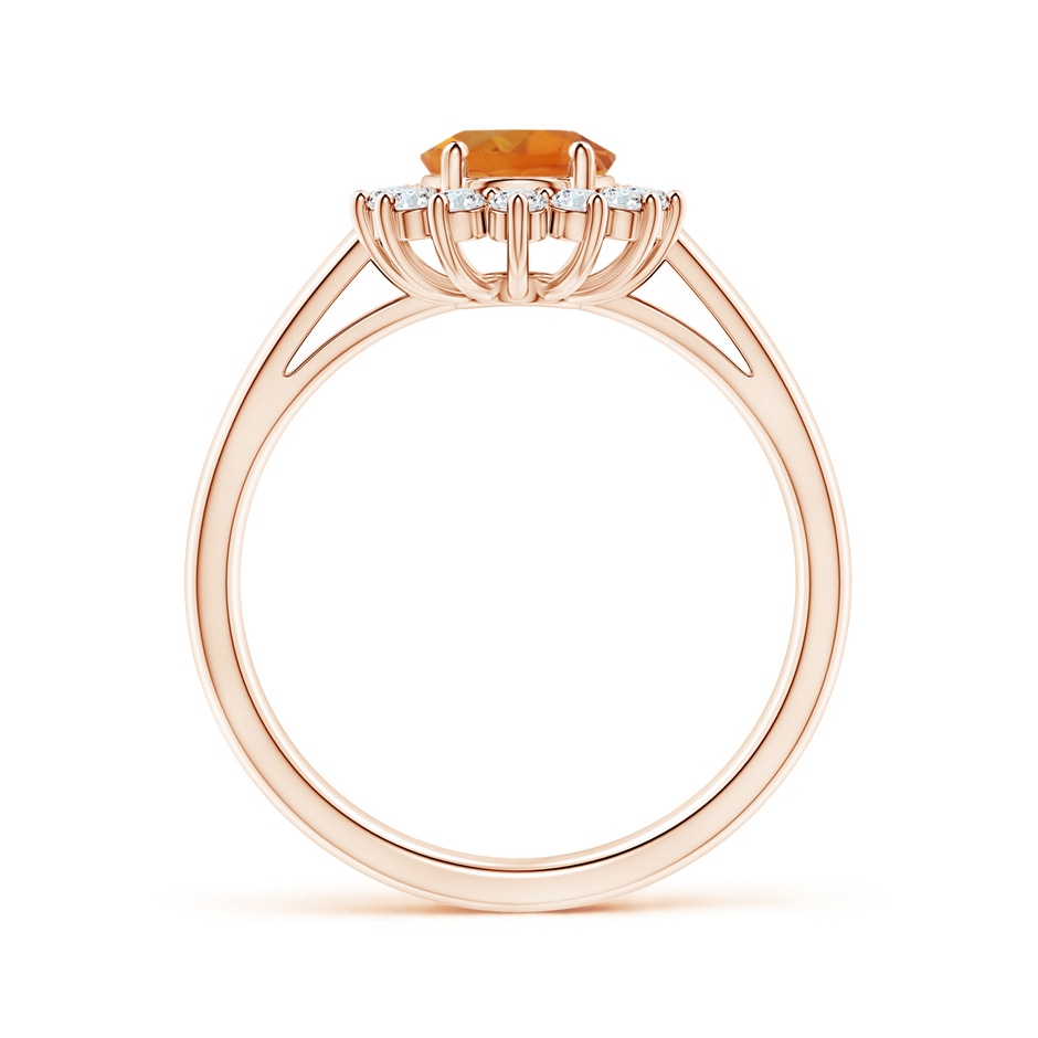 8x6mm AAA Princess Diana Inspired Citrine Ring with Diamond Halo in Rose Gold side-1