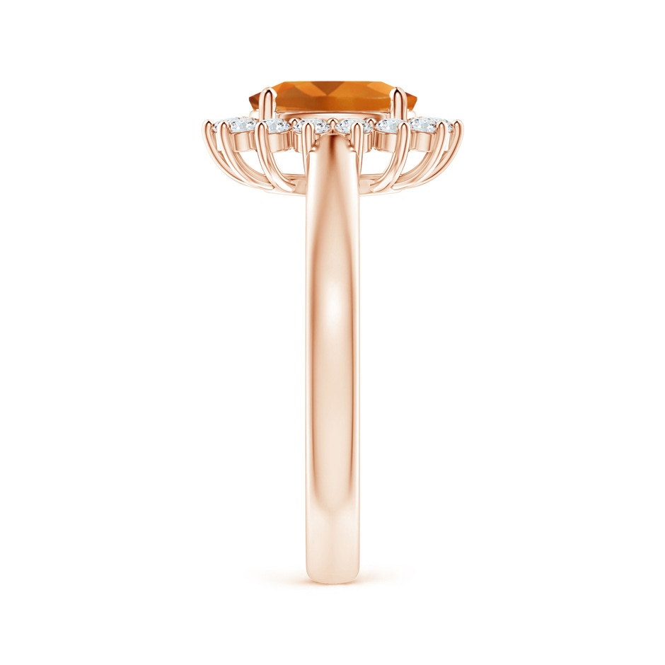 8x6mm AAA Princess Diana Inspired Citrine Ring with Diamond Halo in Rose Gold side-2