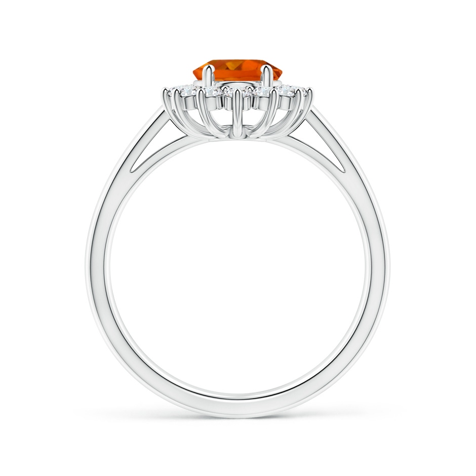 8x6mm AAAA Princess Diana Inspired Citrine Ring with Diamond Halo in P950 Platinum side-1