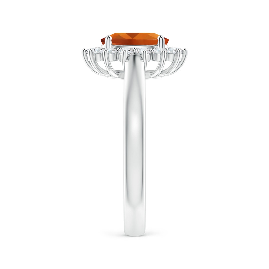 8x6mm AAAA Princess Diana Inspired Citrine Ring with Diamond Halo in P950 Platinum side-2