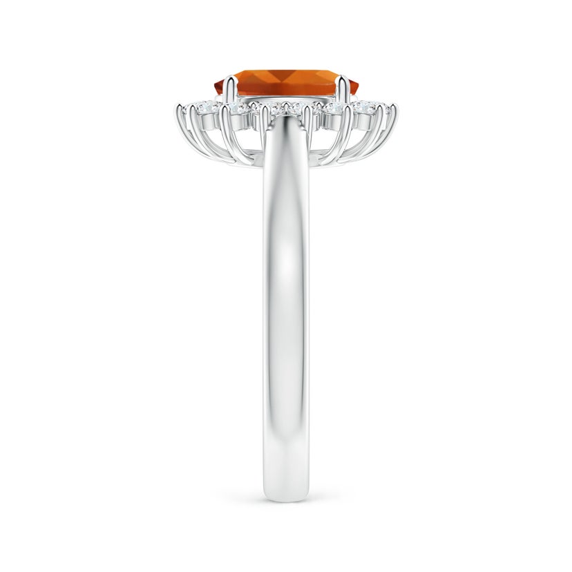 Dazzlingrock Collection Citrine & Diamond Halo Pendant — 4mm Round Citrine With 0.10 Ct White Diamonds, Sterling Silver