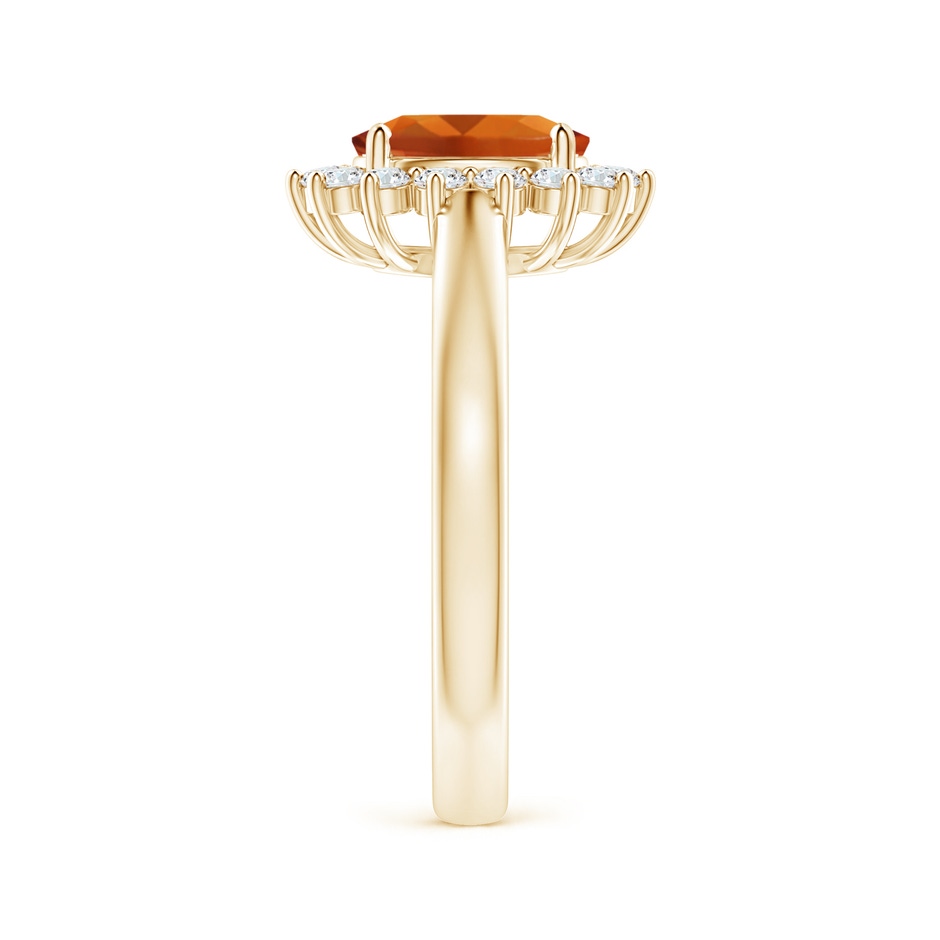 8x6mm AAAA Princess Diana Inspired Citrine Ring with Diamond Halo in Yellow Gold side-2