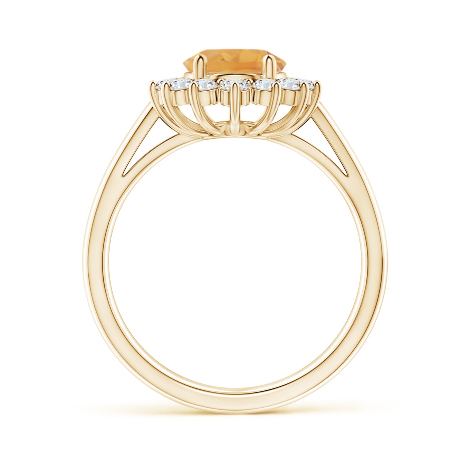 9x7mm A Princess Diana Inspired Citrine Ring with Diamond Halo in Yellow Gold side-1