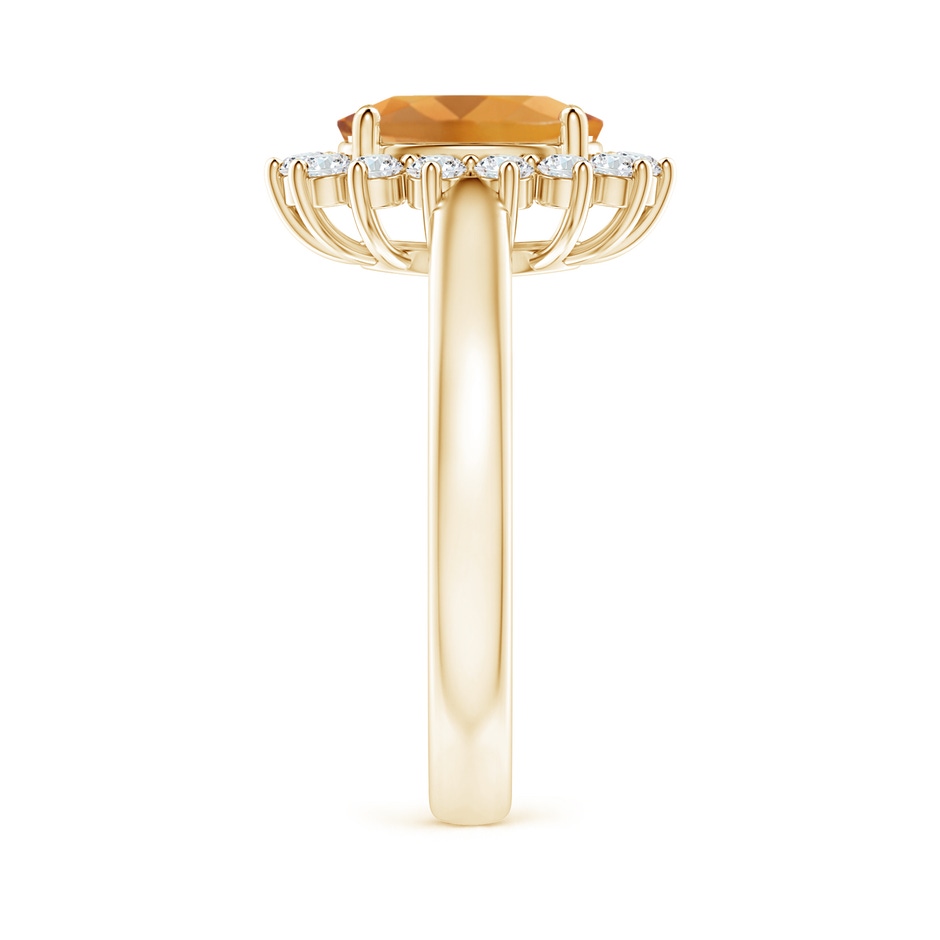 9x7mm A Princess Diana Inspired Citrine Ring with Diamond Halo in Yellow Gold side-2