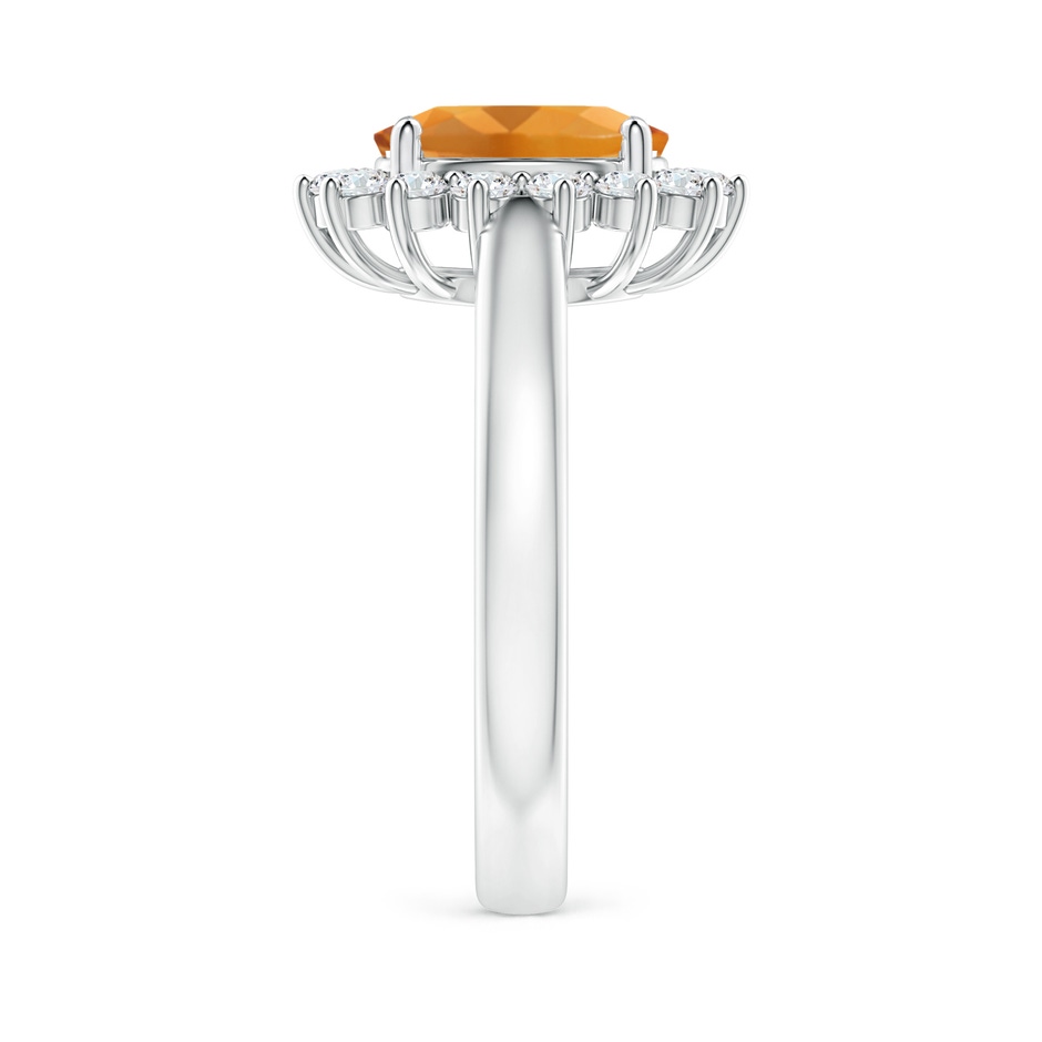 9x7mm AA Princess Diana Inspired Citrine Ring with Diamond Halo in White Gold side-2