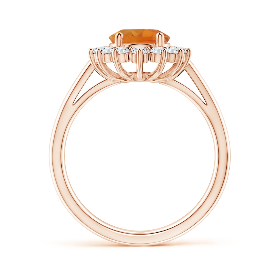 9x7mm AAA Princess Diana Inspired Citrine Ring with Diamond Halo in Rose Gold side-1