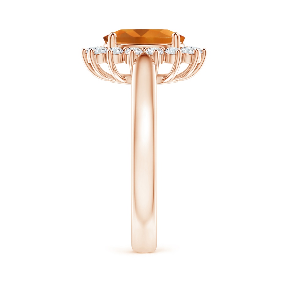 9x7mm AAA Princess Diana Inspired Citrine Ring with Diamond Halo in Rose Gold side-2