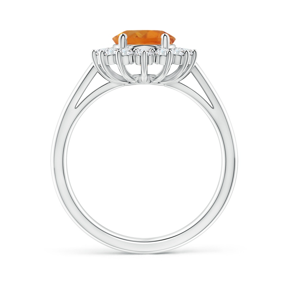 9x7mm AAA Princess Diana Inspired Citrine Ring with Diamond Halo in White Gold side-1