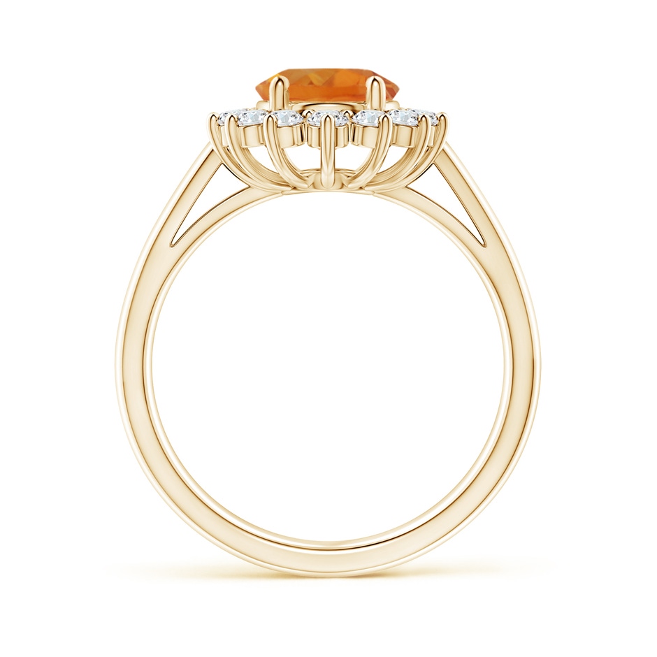 9x7mm AAA Princess Diana Inspired Citrine Ring with Diamond Halo in Yellow Gold side-1