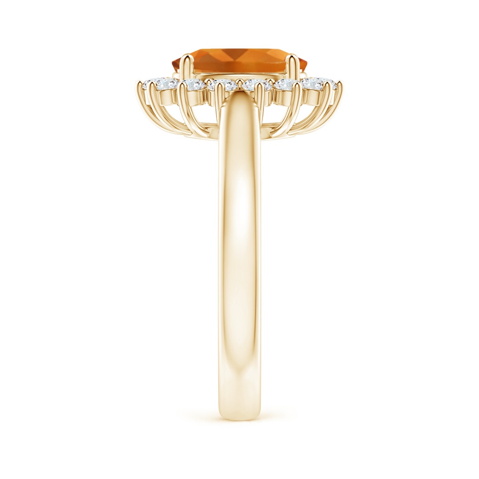 9x7mm AAA Princess Diana Inspired Citrine Ring with Diamond Halo in Yellow Gold side-2
