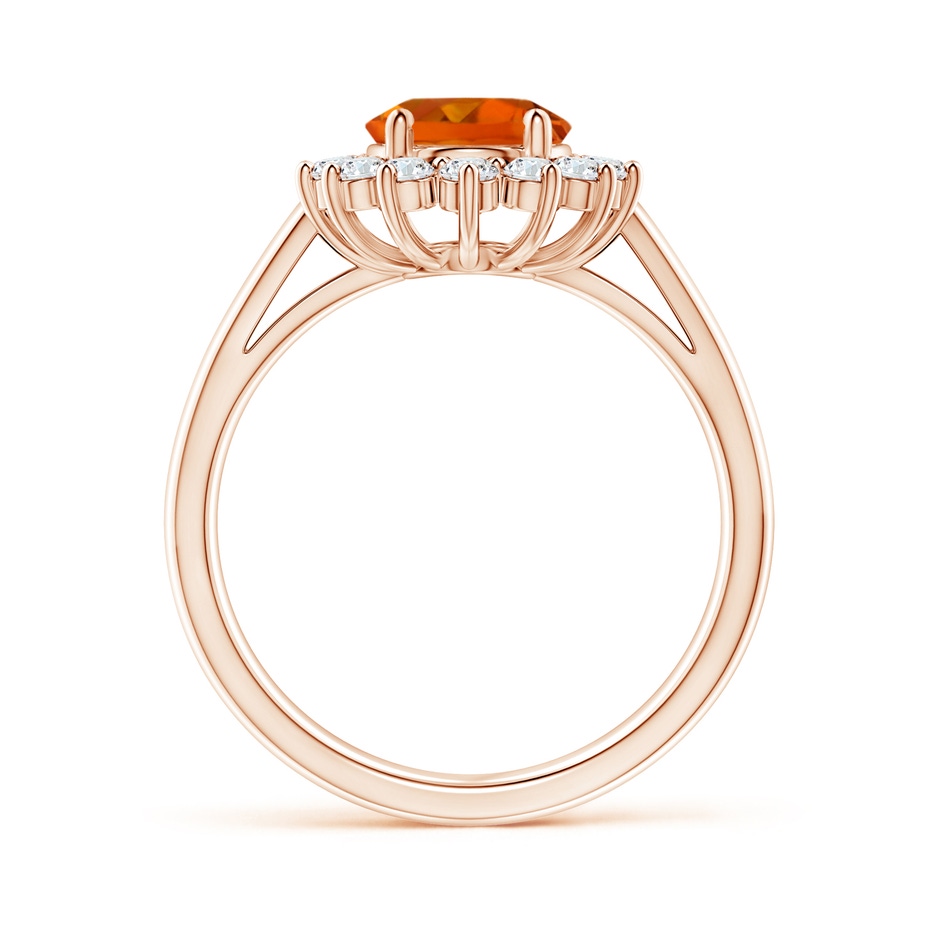 9x7mm AAAA Princess Diana Inspired Citrine Ring with Diamond Halo in Rose Gold side-1