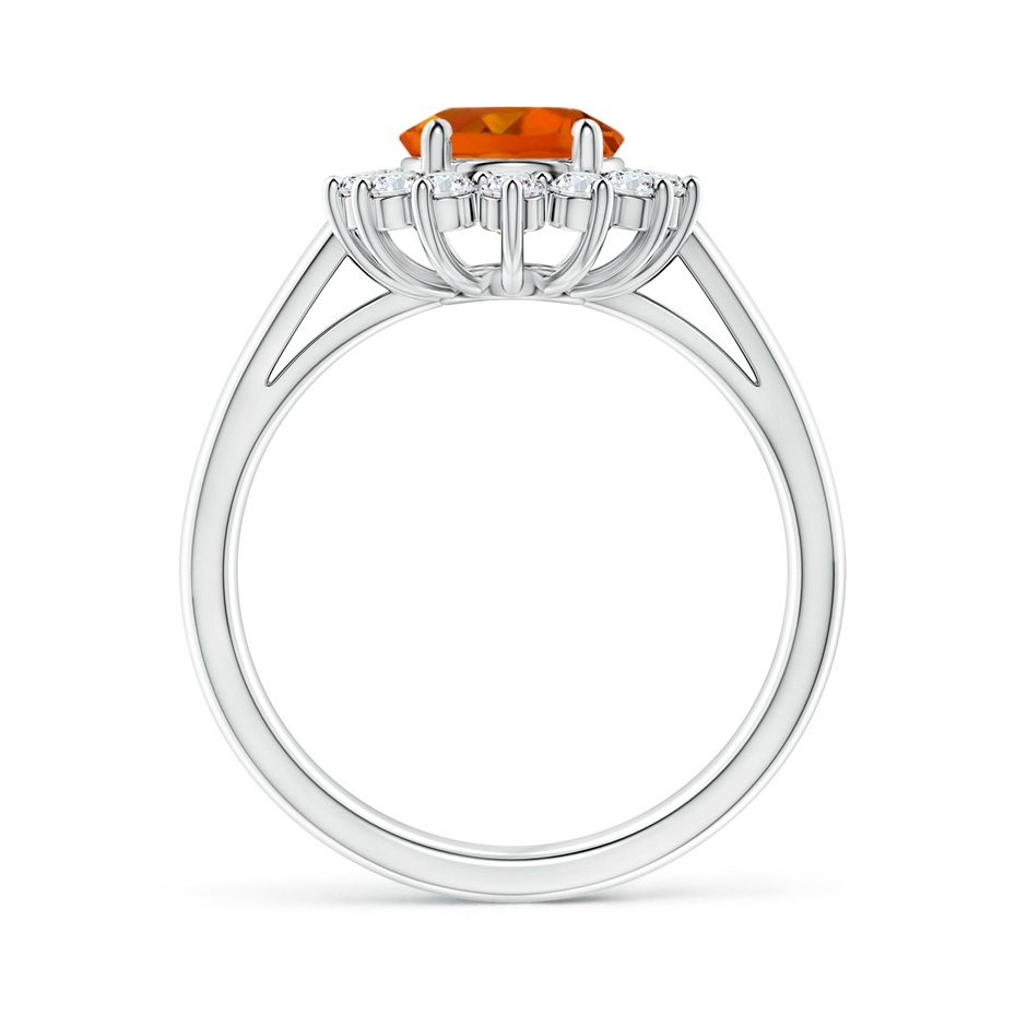 9x7mm AAAA Princess Diana Inspired Citrine Ring with Diamond Halo in White Gold side-1