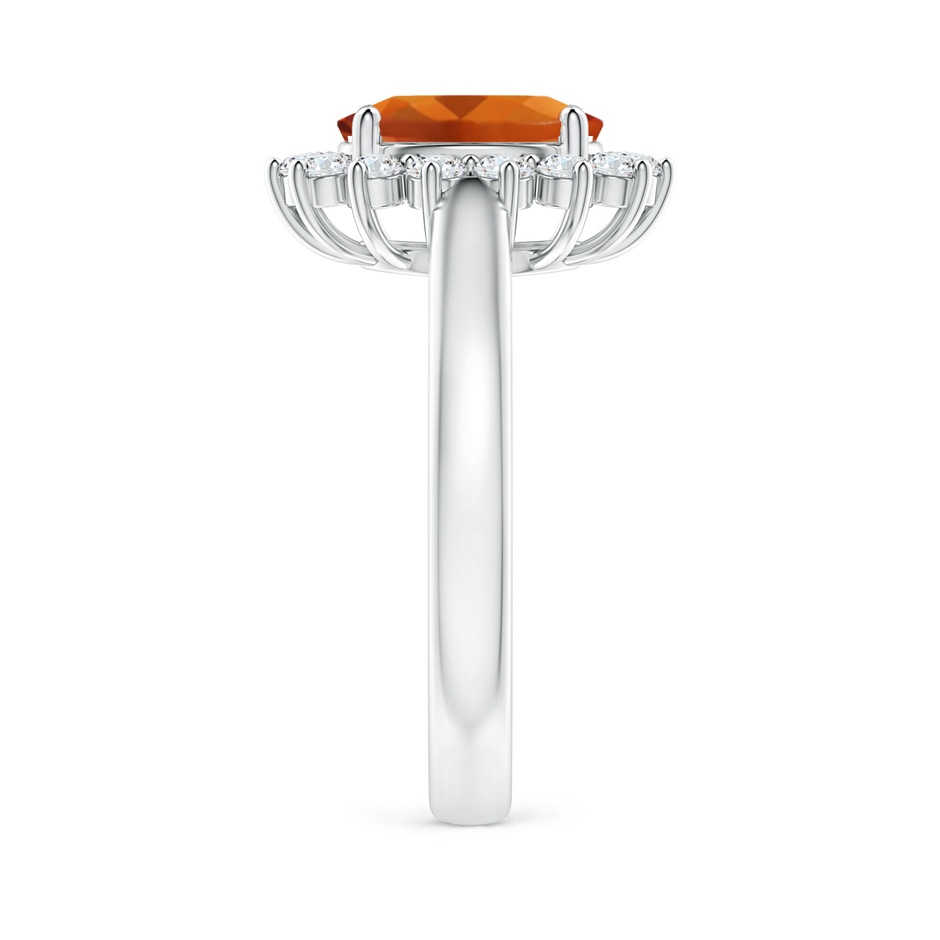 9x7mm AAAA Princess Diana Inspired Citrine Ring with Diamond Halo in White Gold side-2