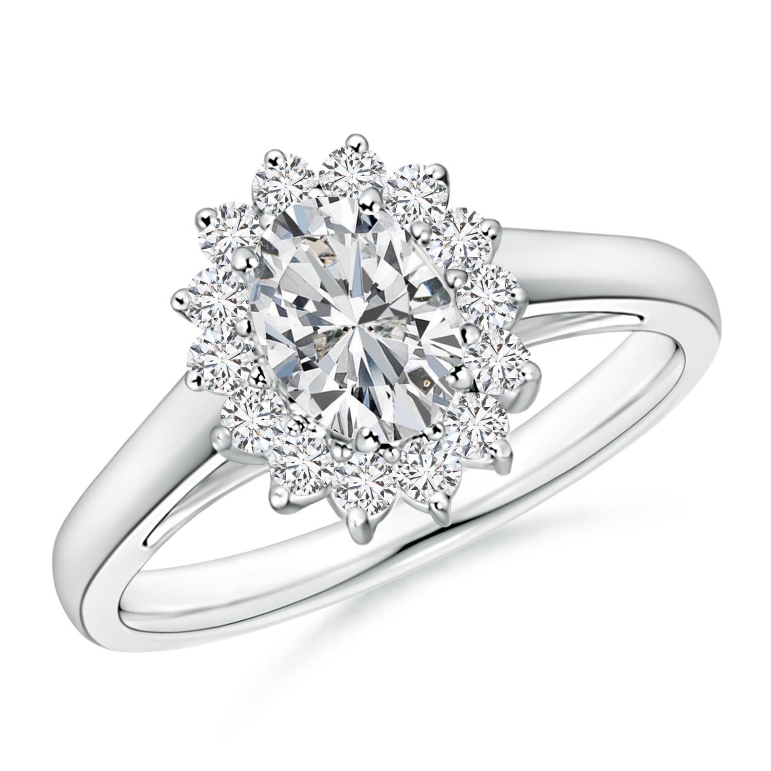 Diamond Curved Floral Ring