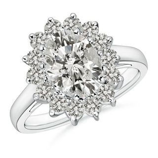 9x7mm KI3 Diamond Curved Floral Ring in P950 Platinum