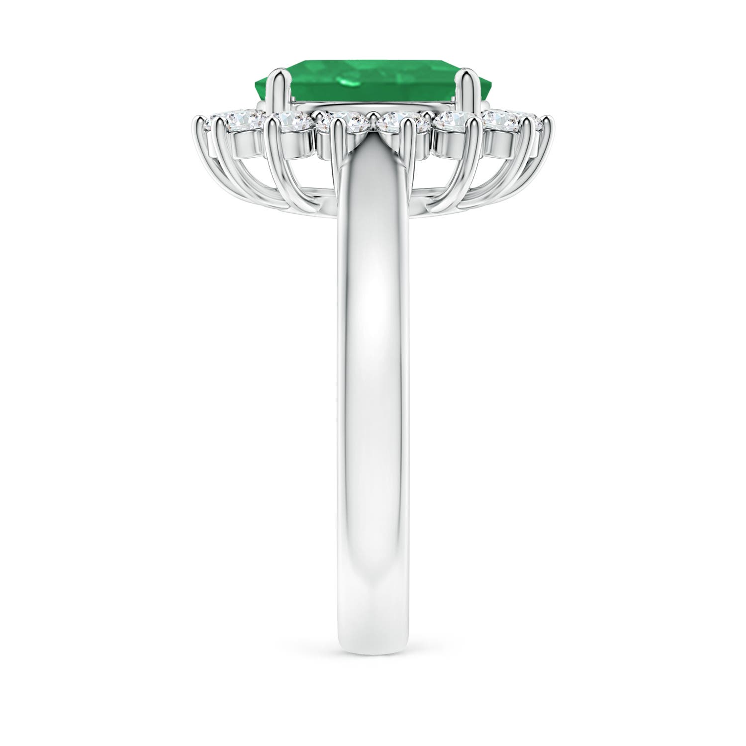 10x8mm A Princess Diana Inspired Emerald Ring with Diamond Halo in P950 Platinum - side 5