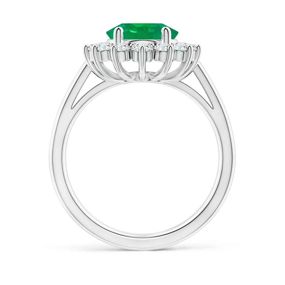 10x8mm AA Princess Diana Inspired Emerald Ring with Diamond Halo in P950 Platinum side 199