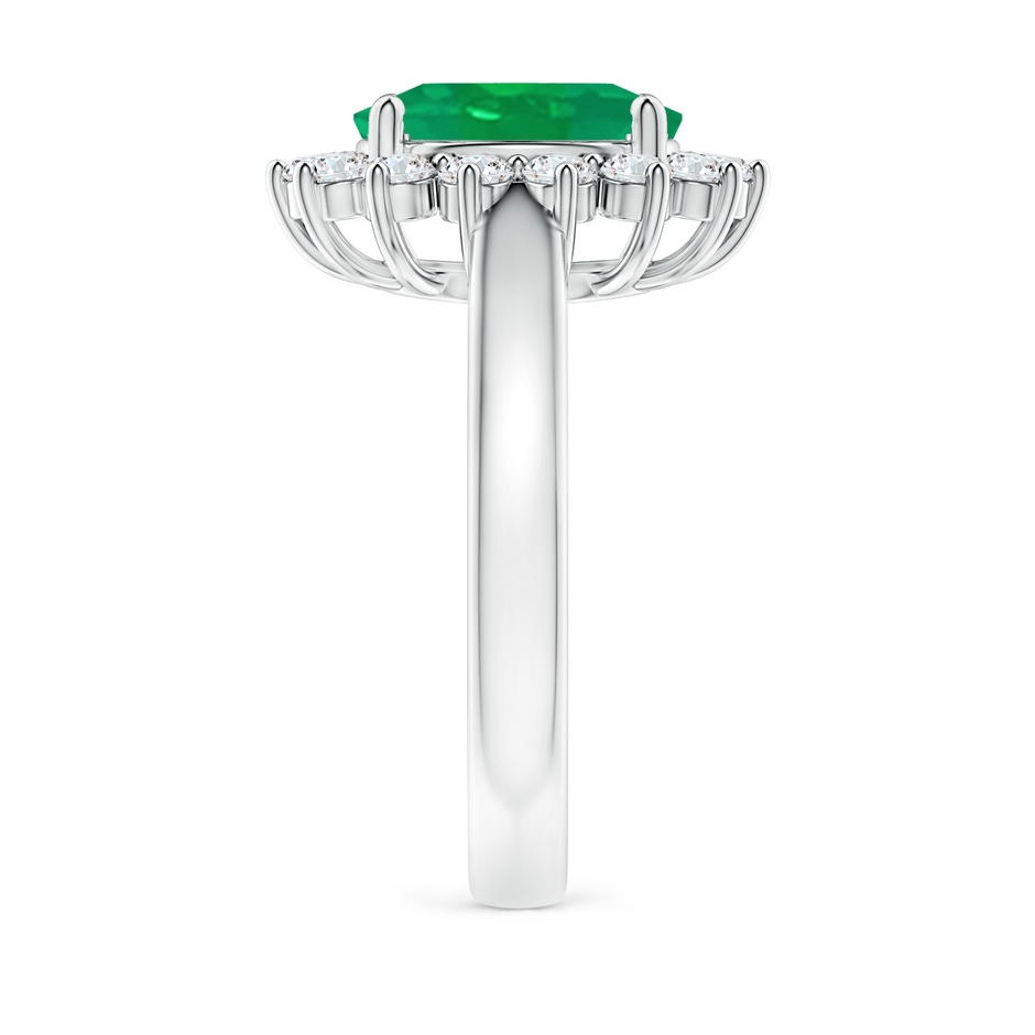 10x8mm AA Princess Diana Inspired Emerald Ring with Diamond Halo in P950 Platinum side 299