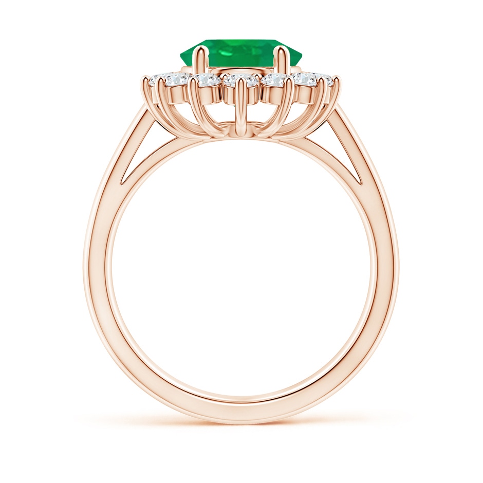 10x8mm AA Princess Diana Inspired Emerald Ring with Diamond Halo in Rose Gold side 199