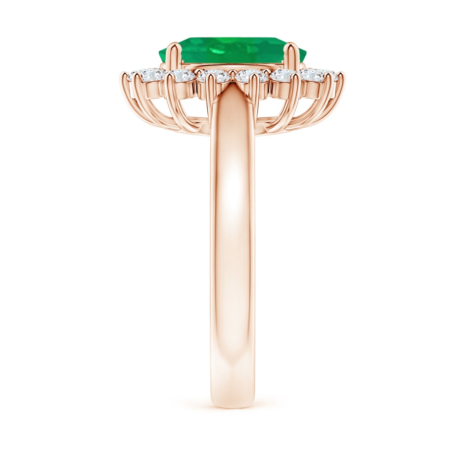 10x8mm AA Princess Diana Inspired Emerald Ring with Diamond Halo in Rose Gold side 299