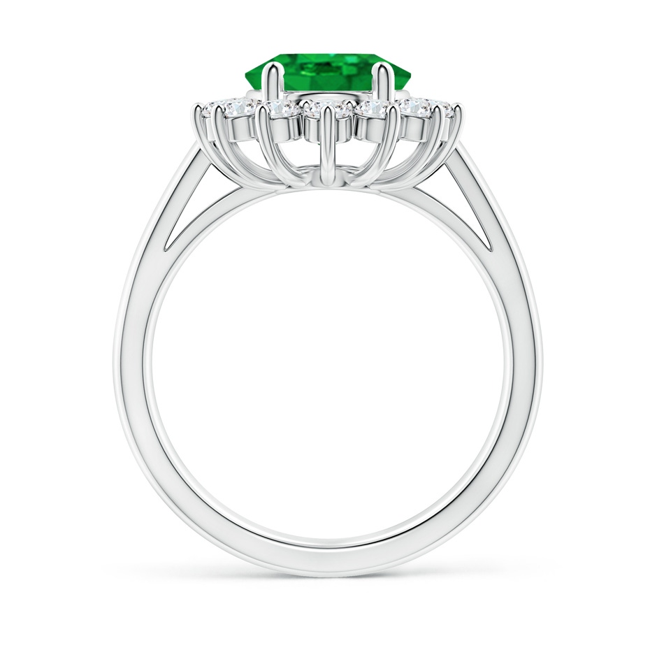 10x8mm AAA Princess Diana Inspired Emerald Ring with Diamond Halo in P950 Platinum side 199