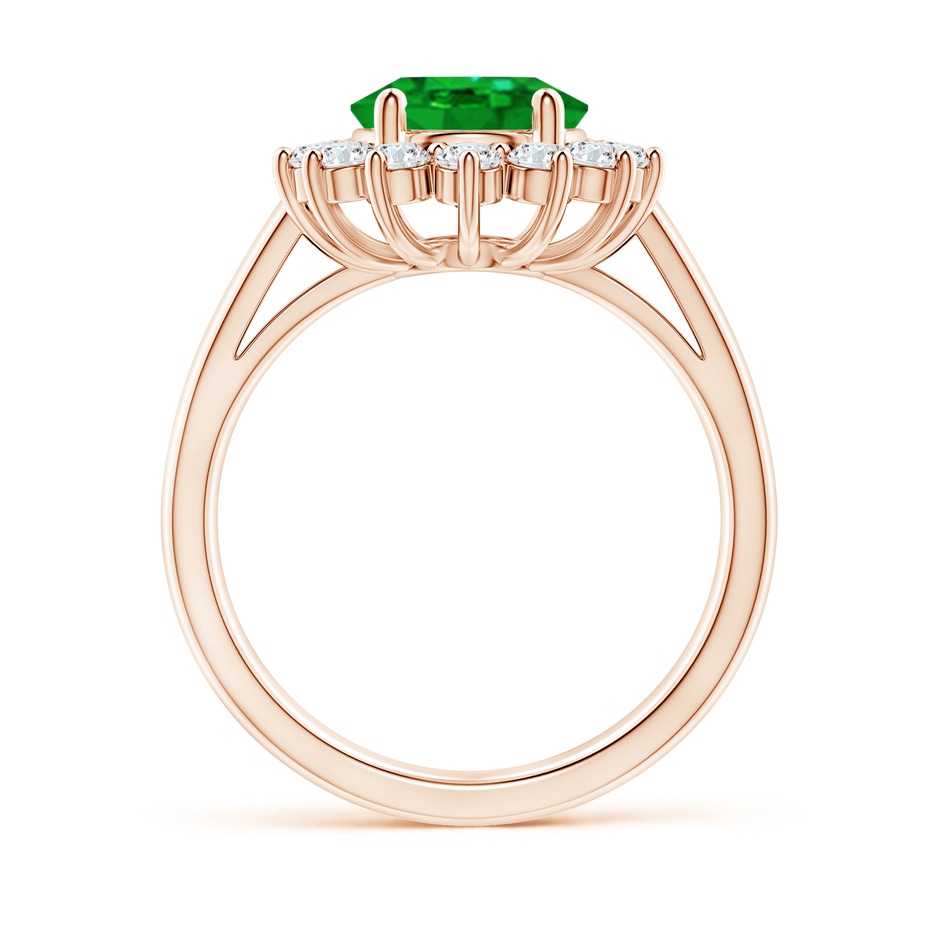10x8mm AAAA Princess Diana Inspired Emerald Ring with Diamond Halo in Rose Gold side 199