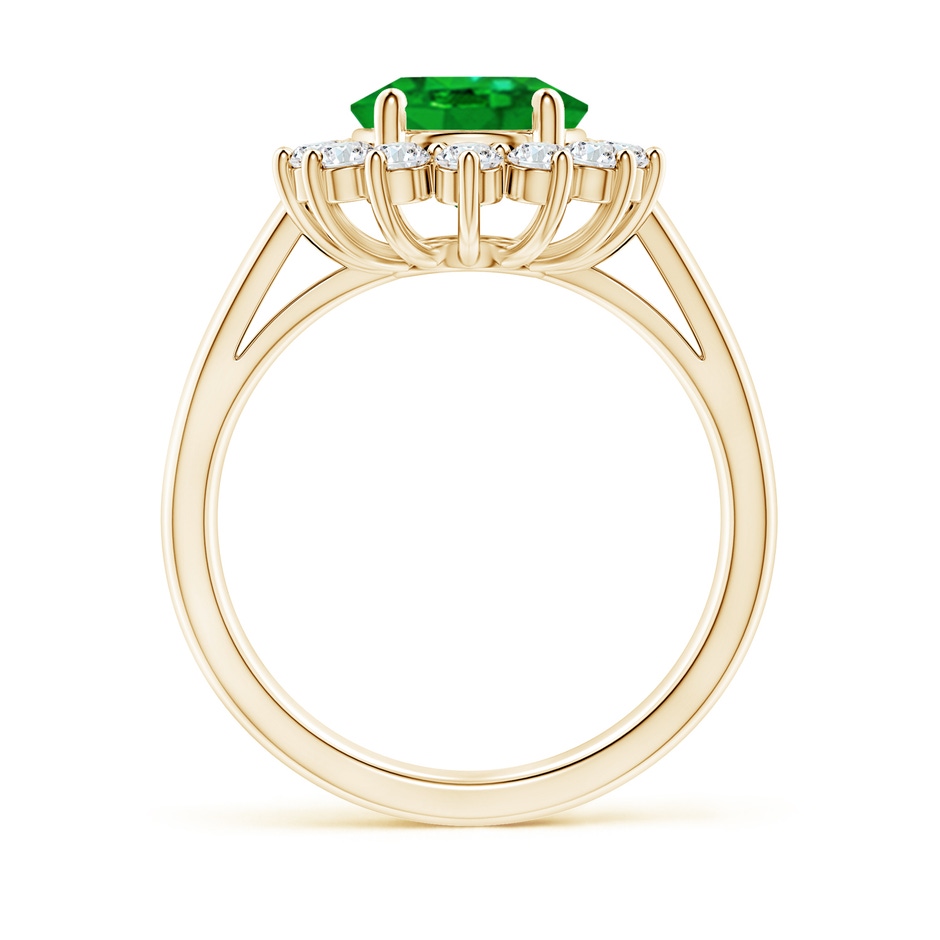 10x8mm AAAA Princess Diana Inspired Emerald Ring with Diamond Halo in Yellow Gold side 199