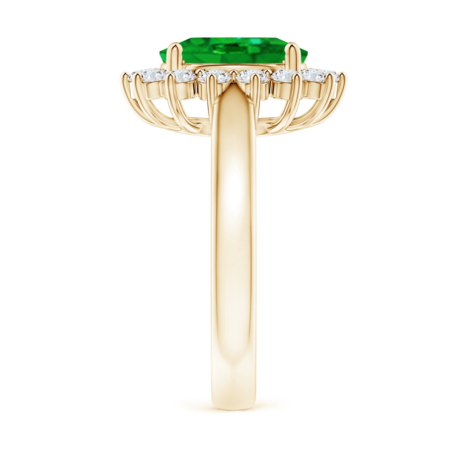 10x8mm AAAA Princess Diana Inspired Emerald Ring with Diamond Halo in Yellow Gold side 299