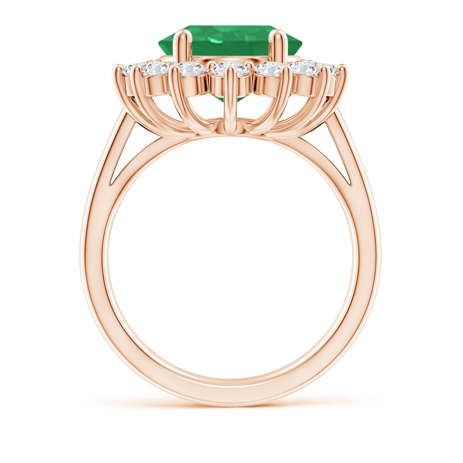 12x10mm A Princess Diana Inspired Emerald Ring with Diamond Halo in 9K Rose Gold side 199