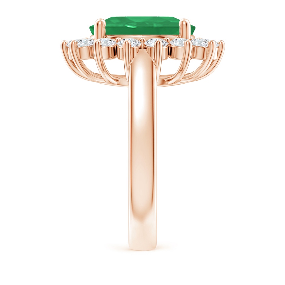 12x10mm A Princess Diana Inspired Emerald Ring with Diamond Halo in 9K Rose Gold side 299