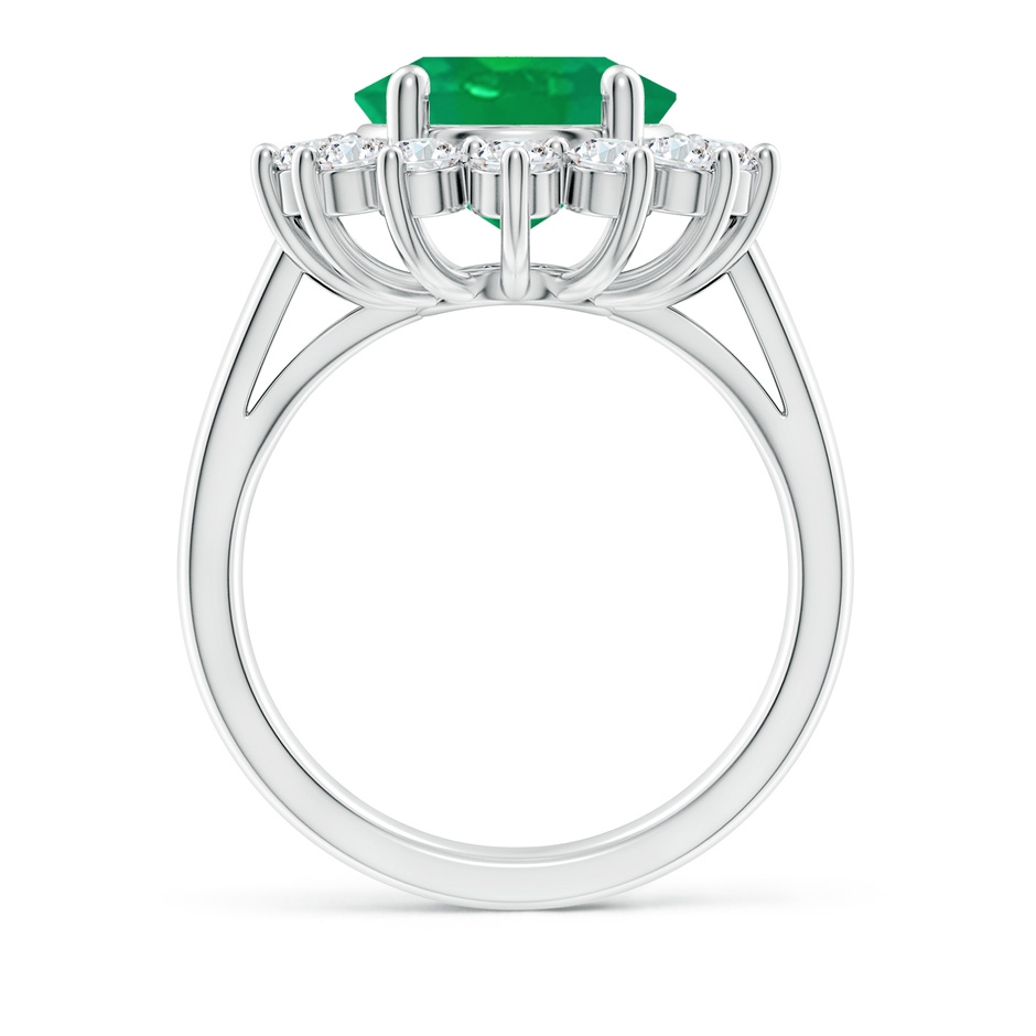 12x10mm AA Princess Diana Inspired Emerald Ring with Diamond Halo in P950 Platinum side 199