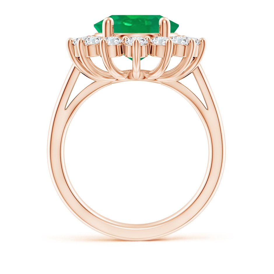 12x10mm AA Princess Diana Inspired Emerald Ring with Diamond Halo in Rose Gold side 199