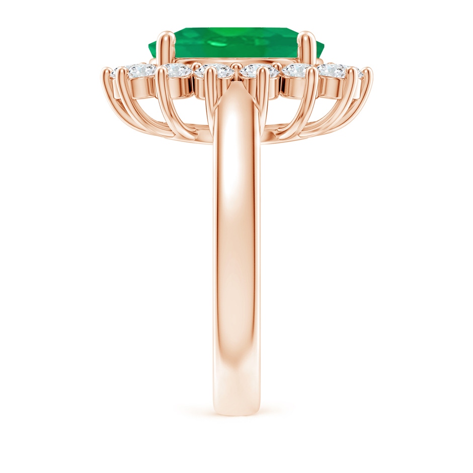12x10mm AA Princess Diana Inspired Emerald Ring with Diamond Halo in Rose Gold side 299