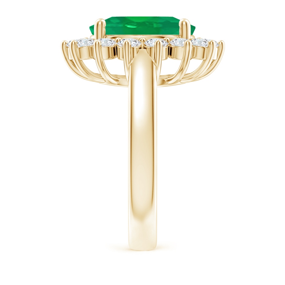 12x10mm AA Princess Diana Inspired Emerald Ring with Diamond Halo in Yellow Gold side 299